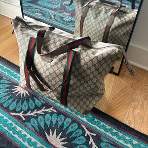 Authentic Gucci GG Sherry Line Travel Bag Boston bag PVC